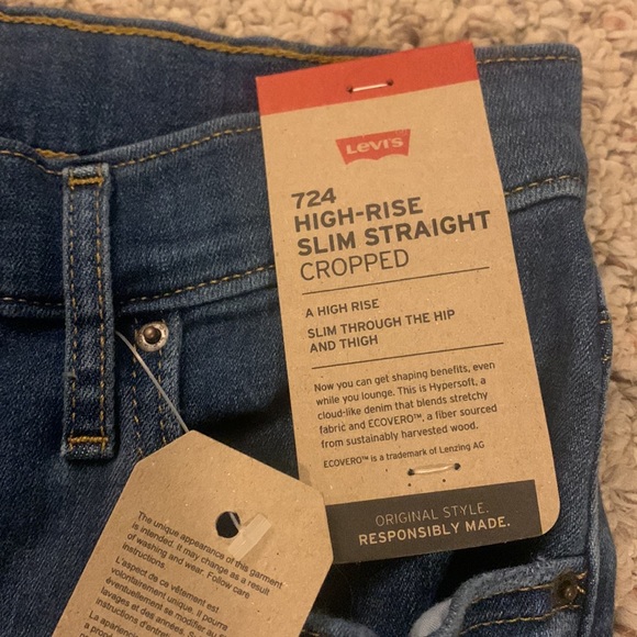 Brand New Levi Jeans -  never worn 724 High Rise Straight Cropped, size 29 - Picture 3 of 3